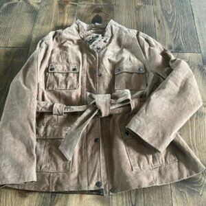 Jessica brown 100% leather suede jacket | Large 14-16